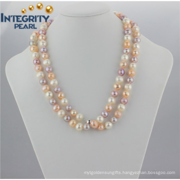 Long Colorful Pearl Necklace 10mm AA- Multi Color Long Potato Pearl Necklace